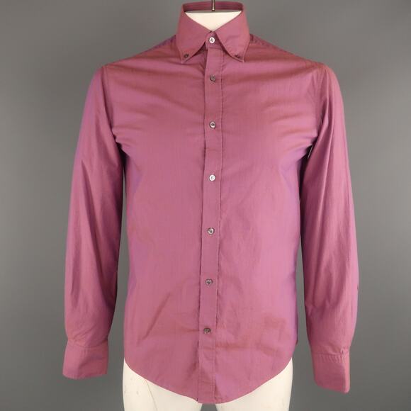 MICHAEL BASTIAN Size S Magenta Solid Cotton Button Up Long Sleeve Shirt - Picture 1 of 1